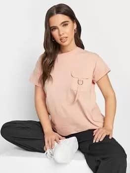 PixieGirl Petite Pink Utility Pocket Tee - Pink, Size 12, Women