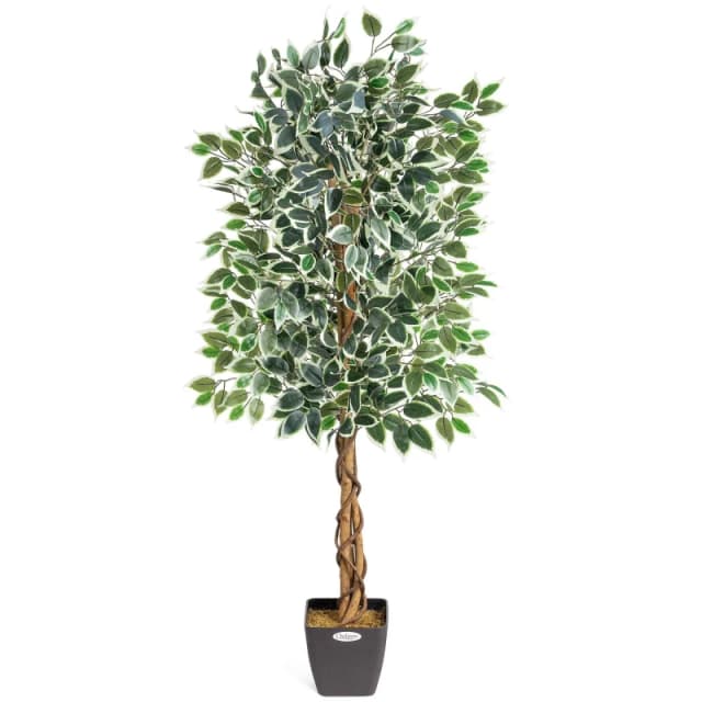 Christow Artificial Variegated Ficus Tree Realistic Faux House Plant In Pot 3ft