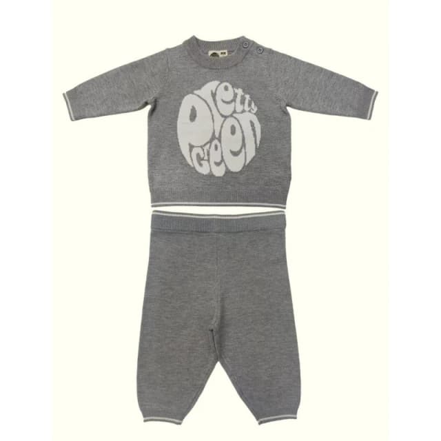 Pretty Green Kids Top and Trouser Pyjama Set Grey Marl male 0-3 Mnth