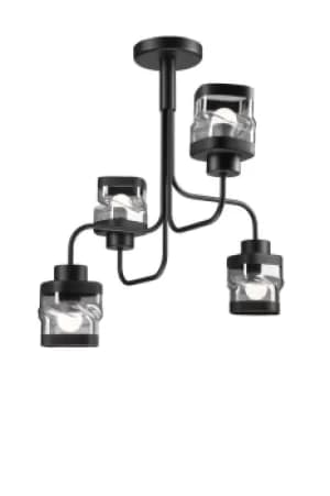Hugo Multi Arm Semi Flush Ceiling Light Black, 4x E27