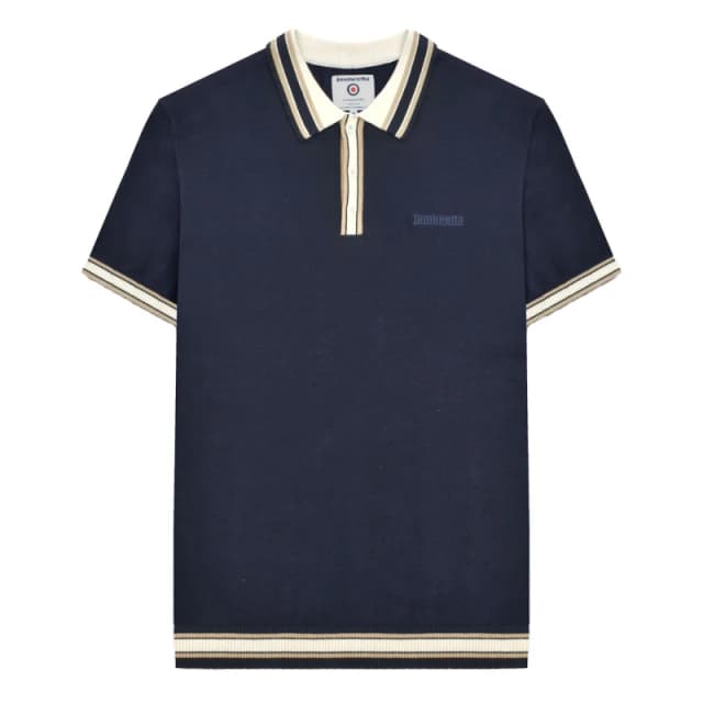 Lambretta Lambretta Men SS25 Tipped Knitted Polo Shirt in Navy Size: Medium Navy M Male 5063703653237