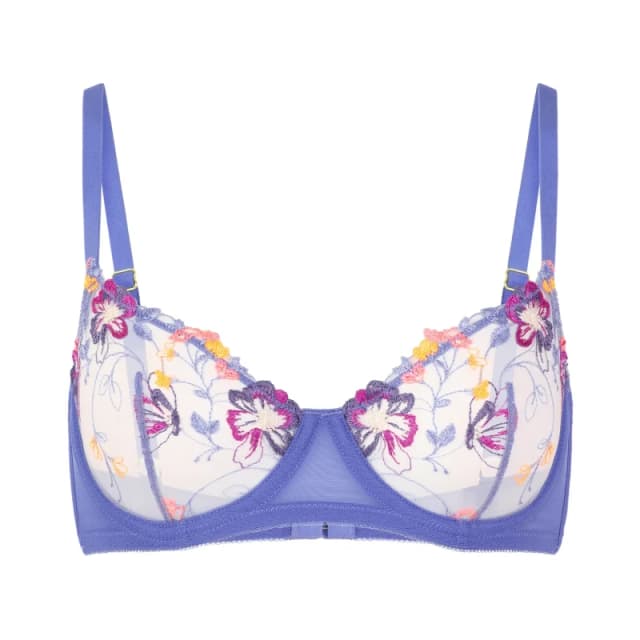 Huit Embroidered balconette bra with underwire womens Huit La Vie Est Belle Bleu Female 85A