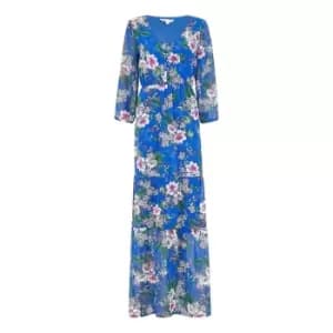 Yumi Blue Floral Print Maxi - Blue