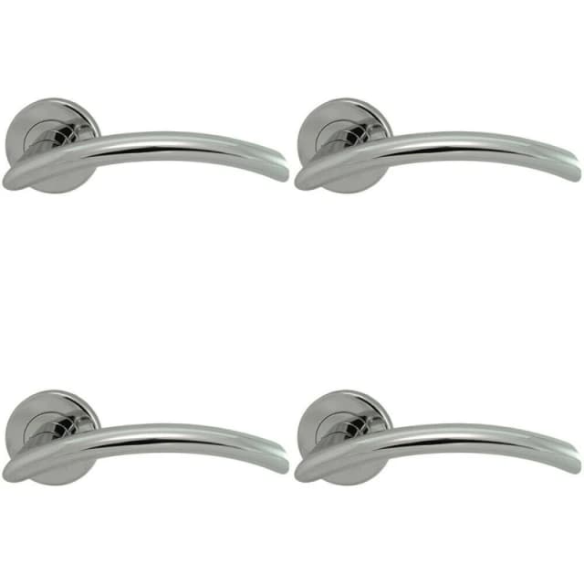 Loops 4x PAIR Oval Shaped Arched Bar Handle Concealed Fix Round Rose Polished Chrome Multi