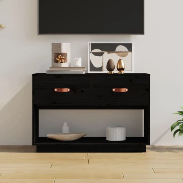 vidaXL TV Cabinet Black 90x40x60cm Solid Wood Pine, Black 821526