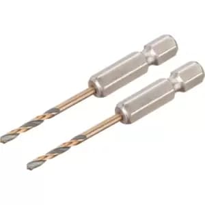 DEWALT Black and Gold Hex Impact HSS Drill Bit 2.5mm Pack of 2
