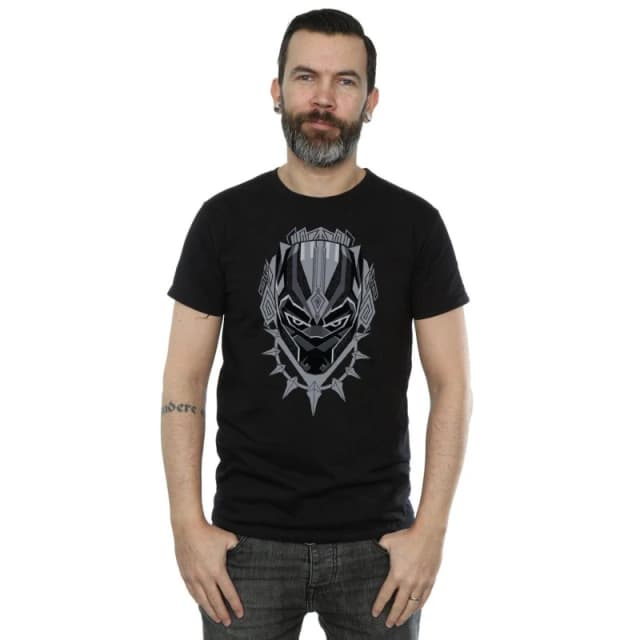 Marvel Marvel Men Black Panther Head T-Shirt Size: Small Black S Male 5057736578612