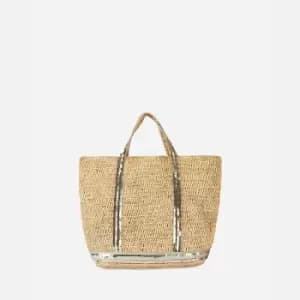 Raffia Medium Tote Bag with Glittery Trim