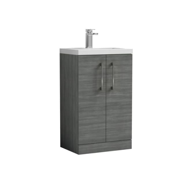 Balterley Bathroom Vanity Basin Unit, Brushed Pewter Handles, 500mm, Wood Grey Grey Unisex