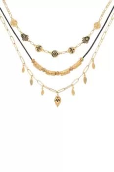 Gold 'Mystic Charm' Triple Layer Necklace