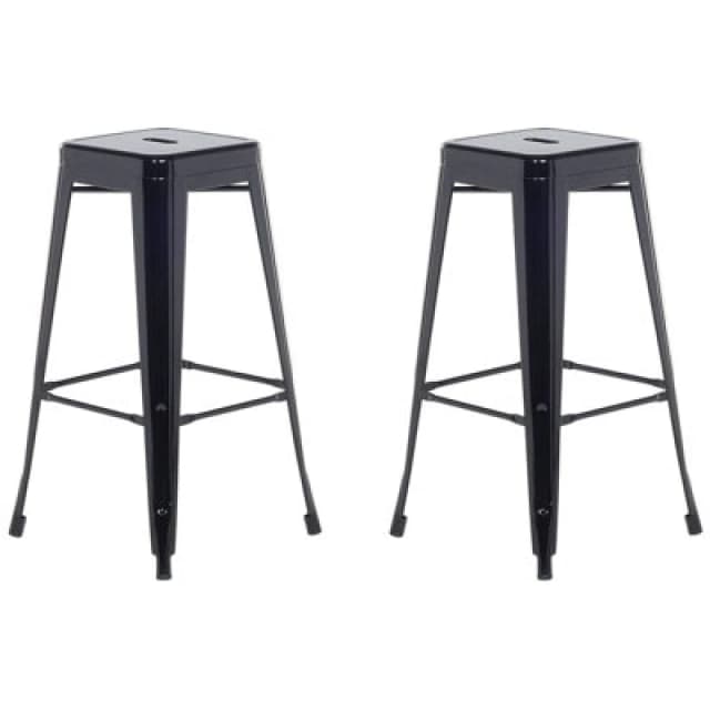 BELIANI Beliani - Set of 2 Modern Dining Room Living Room Steel Bar Stools 76cm Black Cabrillo 89960