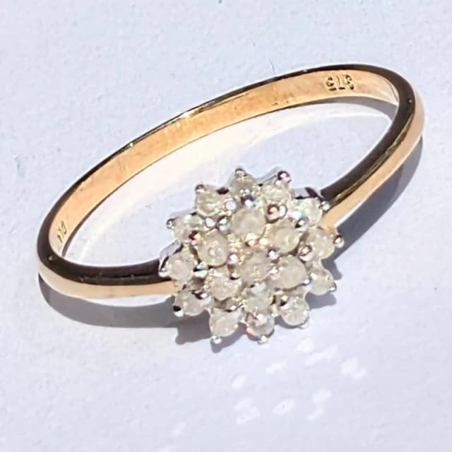 Espree 9ct Pre Loved Ice Diamond Cluster Ring Gold unisex U