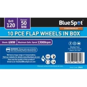 10PC 120 Grit 50MM Flap Wheels In Box - Bluespot