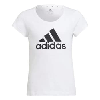 adidas Girls Essentials Linear T-Shirt - Wht/Blk BOS