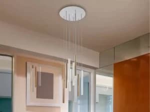 Varas Integrated LED 9 Light Cluster Drop Ceiling Pendant Matt White, Gold