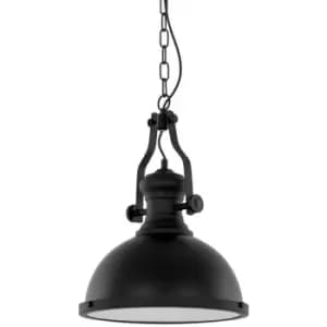 Italux Maeva - Industrial And Retro Hanging Pendant Black 1 Light with Glass Shade, E27