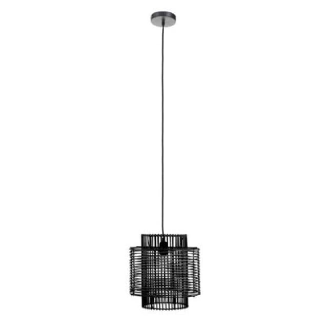 Orsina Black Rattan Overlapping Pendant Lamp, Eco-Friendly Rattan Pendant Light, Durable Hanging Rattan Lamp