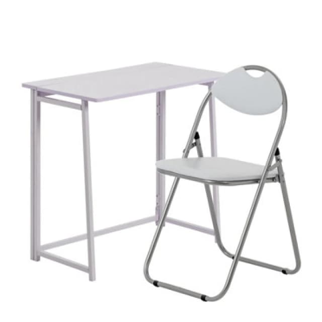 Harbour Housewares Deluxe Folding Wooden Desk & Chair Set - Lilac/white - Durable Compact Computer Office Study Desk & Chair Set