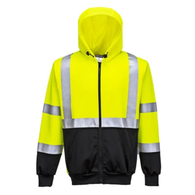 Portwest Hi Vis Two Tone Zipped Hoodie B315YBR4XL Colour: Yellow / Black