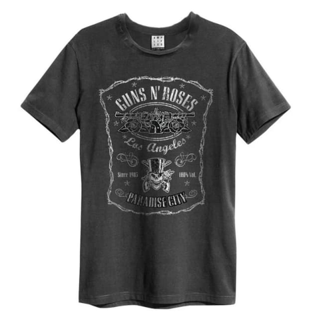 Amplified Amplified Men Paradise City Guns N Roses T-Shirt in Charcoal Size: Small Charcoal S Male 5063470005642