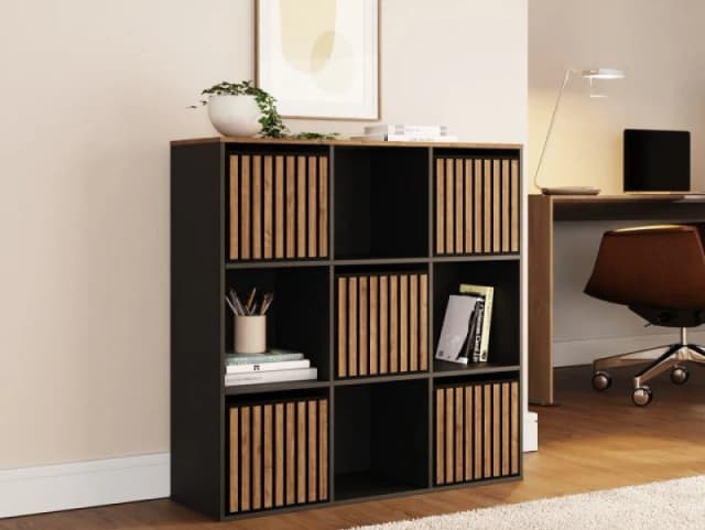 GFW Kube 3x3 Black and Walnut Shelf Storage Cube