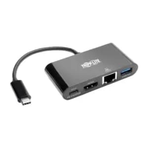 Tripp Lite U444-06N-HGUB-C USB-C Multiport Adapter - HDMI USB 3.0 Port GbE 60W PD Charging HDCP Black