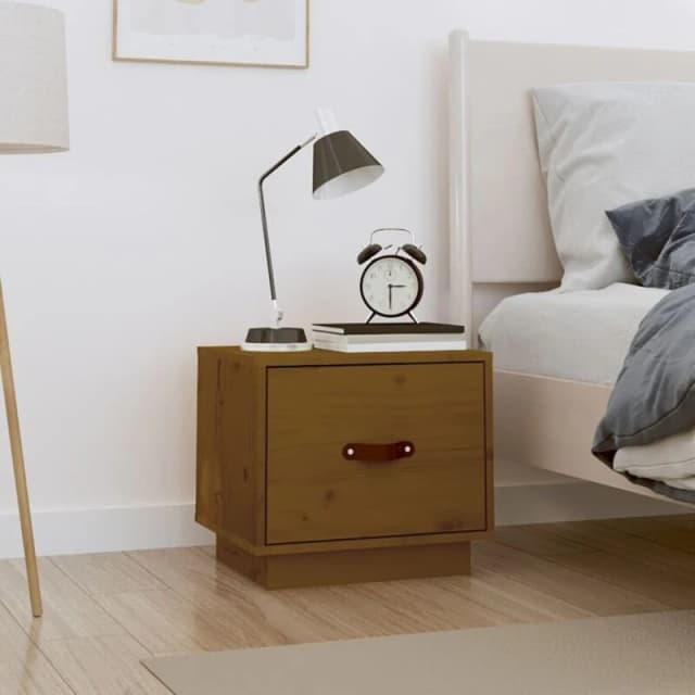 Vidaxl Bedside Cabinet Honey Brown 40X34X35cm Solid Wood Pine, Brown 818291