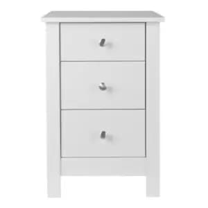 Florence 3 Drawer Bedside In White