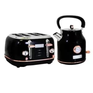 Charles Bentley WOKERE01BLK 1.7L Kettle & 4 Slice Toaster Set