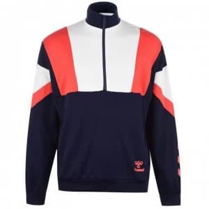 Hummel Hive Quarter Zip Sweater - White-Navy