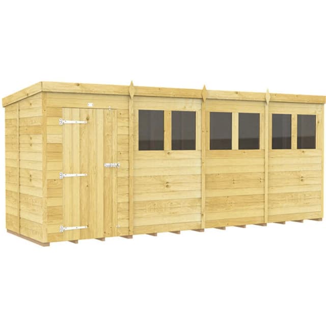 Flat Pack Sheds DIY Sheds 16 x 5 Pent Shed, Brown 16X5PFF
