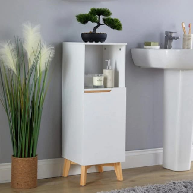 Home Source Florence 1 Door Bathroom Storage Floor Cabinet White