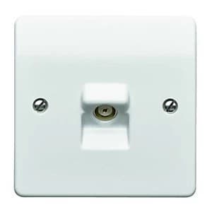 MK Single Coaxial TV/FM Socket - White
