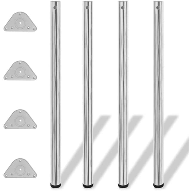 VIDAXL 4 Height Adjustable Table Legs Chrome 1100 mm Vidaxl 8718475946595