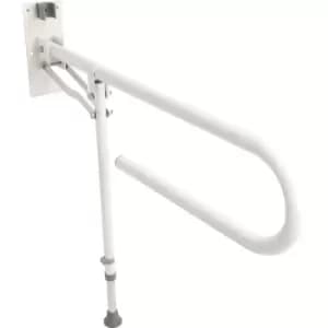 Croydex Drop Down Grab Bar with Leg in White Steel