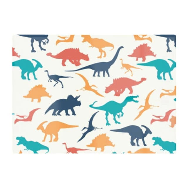 Warren Reed Designer Multicoloured Dinosaurs Glass Chopping Board