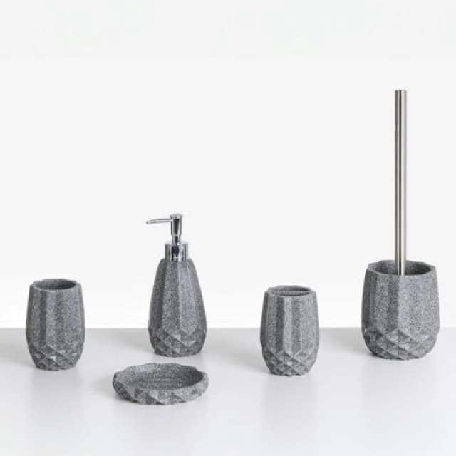 Beliani 5 Piece Bathroom Accessories Set Samiria Grey