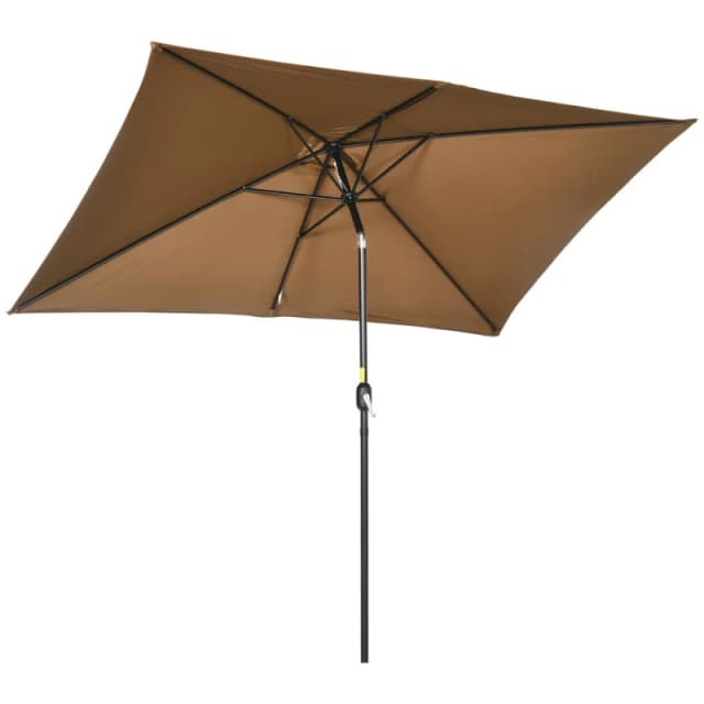Outsunny Outsunny - 3x2m Patio Parasol Canopy Tilt Crank 6 Ribs Sun Shade Garden Brown 5056725517489