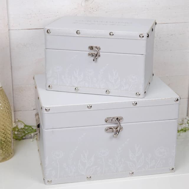 Amore by Juliana Set of 2 Luggage Boxes - Wedding Keepsakes Off White