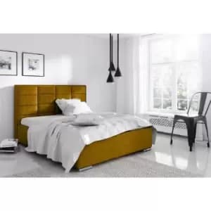 Bulia Bed King Plush Velvet Mustard