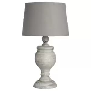 Grey Washed Wood Table Lamp with Grey Shade