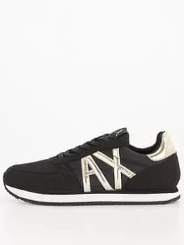 Armani Exchange Suede Mix Trainer - Black, Size 38, Women