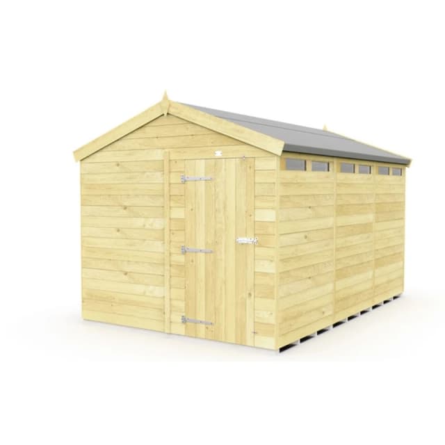 Buttercup Farm 8 x 12 Feet Apex Security Shed - Single Door - L358 x W231 x H217cm in Brown Brown Unisex