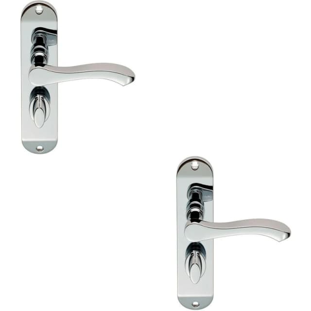 Loops 2x PAIR Scroll Lever Door Handle on Bathroom Backplate 180 x 40mm Chrome Multi