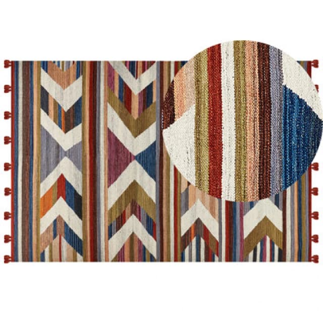Beliani Rug Mrgashat Multicolour 200 X 300 Cm Wool Kilim