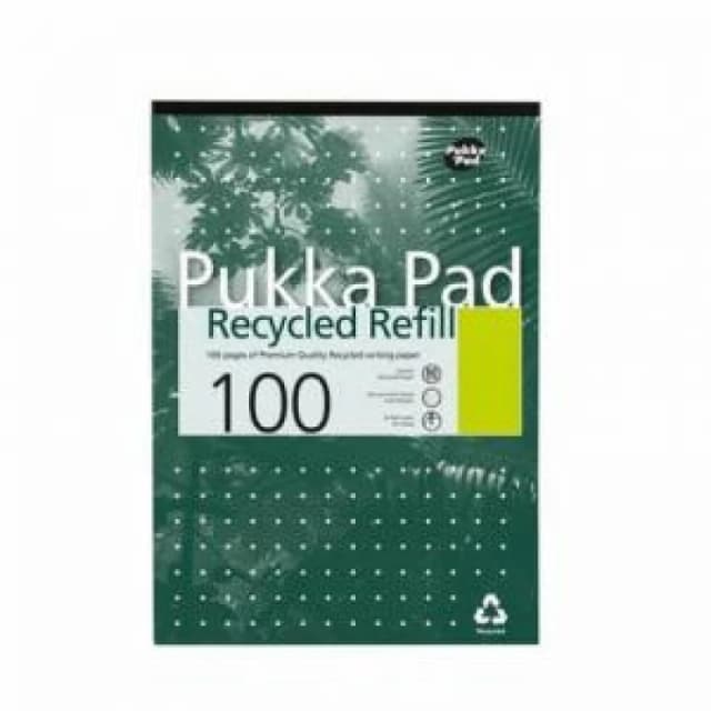 Pukka Pukka Recycled Refill Pad A4 100 Recycled Pages 80gsm 4 Hole...