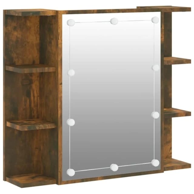 vidaXL Mirror Cabinet with LED Smoked Oak 70x16.5x60 cm, Brown 820451