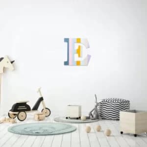 Alphabet E Multicolor Decorative Wooden Wall Accessory