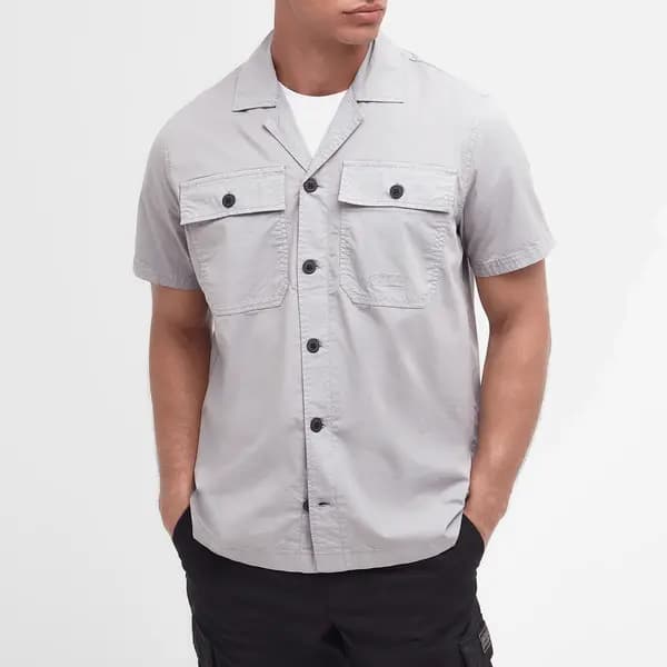 Barbour International Belmont Short Sleeved Cotton-Blend Shirt - XL Grey Shirts male MSH5480GY12 XL