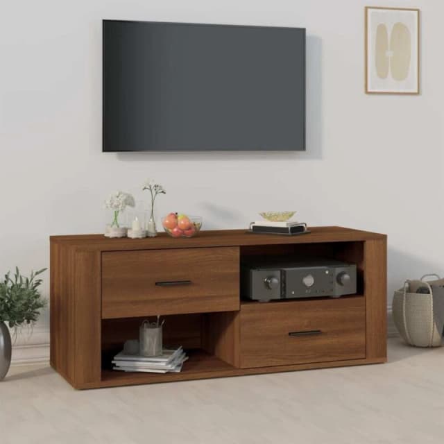 Vidaxl TV Cabinet Brown Oak 100X35X40 Cm Engineered Wood, Brown 823106